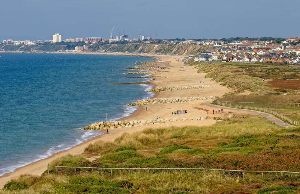 Southbourne Beach on a sunny day showing a recognisable landmark near where you can find rehab in Bournemouth