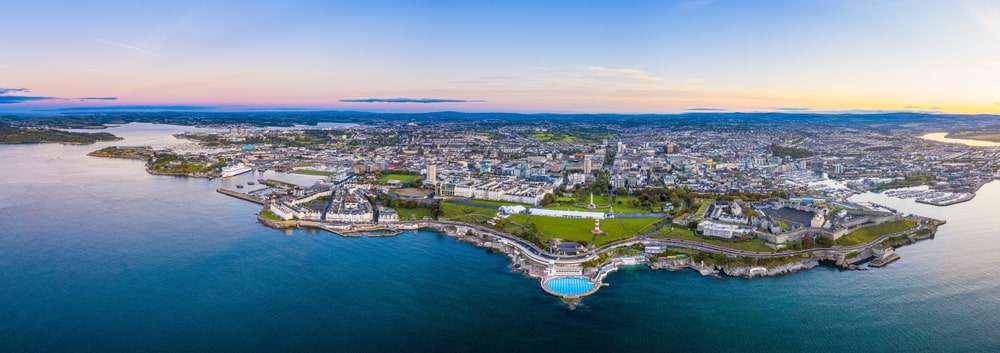 A view of the coastline around Plymouth depicting the city where you can access addiction rehab in Plymouth