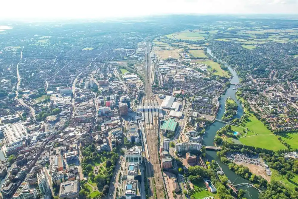 aerial view of town - rehab in reading